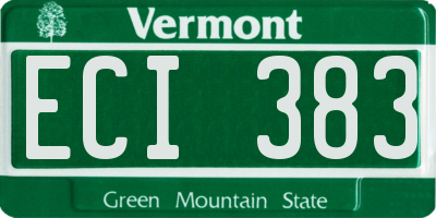 VT license plate ECI383