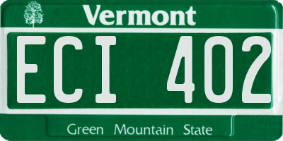 VT license plate ECI402