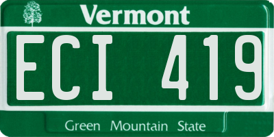 VT license plate ECI419