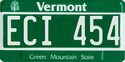 VT license plate ECI454