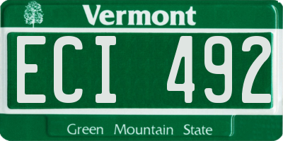 VT license plate ECI492