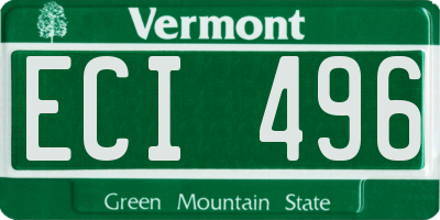VT license plate ECI496