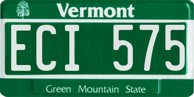 VT license plate ECI575