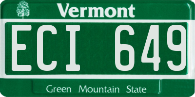 VT license plate ECI649