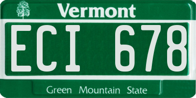 VT license plate ECI678