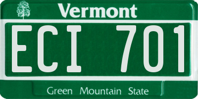 VT license plate ECI701