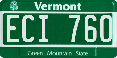 VT license plate ECI760