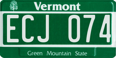 VT license plate ECJ074
