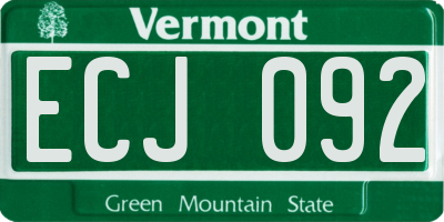 VT license plate ECJ092