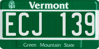 VT license plate ECJ139