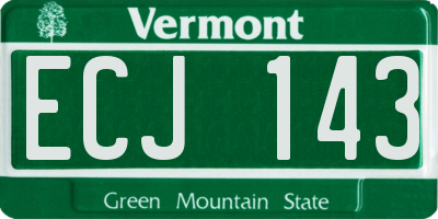 VT license plate ECJ143