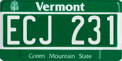 VT license plate ECJ231