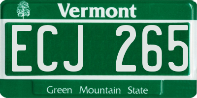 VT license plate ECJ265