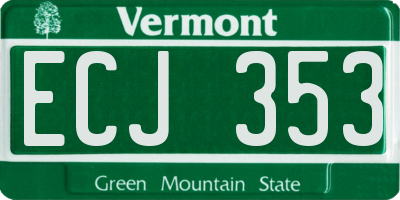 VT license plate ECJ353