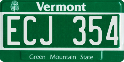 VT license plate ECJ354