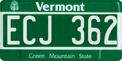 VT license plate ECJ362