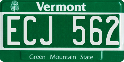 VT license plate ECJ562