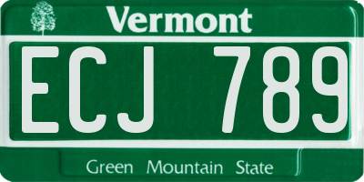 VT license plate ECJ789