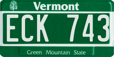 VT license plate ECK743