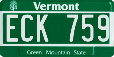 VT license plate ECK759