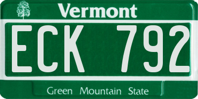 VT license plate ECK792