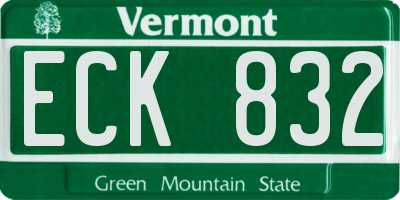 VT license plate ECK832