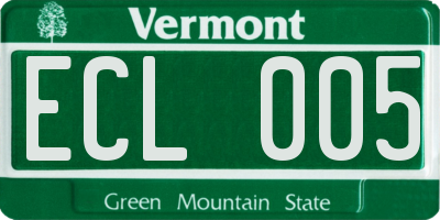 VT license plate ECL005