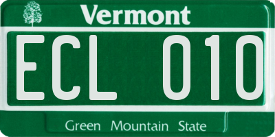 VT license plate ECL010