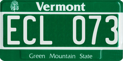 VT license plate ECL073