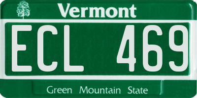 VT license plate ECL469