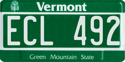 VT license plate ECL492