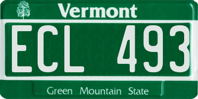 VT license plate ECL493