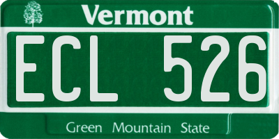 VT license plate ECL526