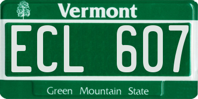 VT license plate ECL607