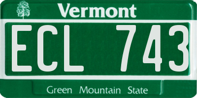 VT license plate ECL743