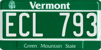 VT license plate ECL793