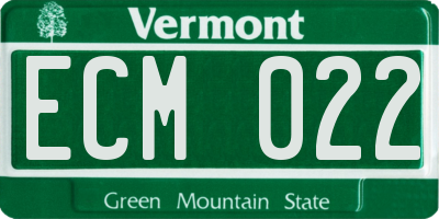 VT license plate ECM022