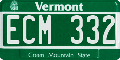 VT license plate ECM332
