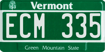 VT license plate ECM335