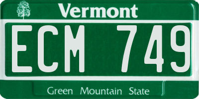 VT license plate ECM749