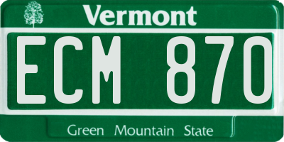 VT license plate ECM870