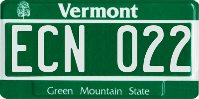 VT license plate ECN022