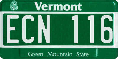 VT license plate ECN116