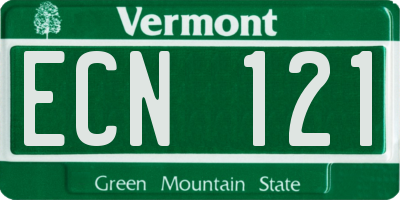 VT license plate ECN121