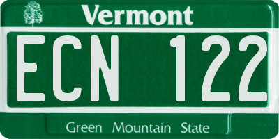VT license plate ECN122