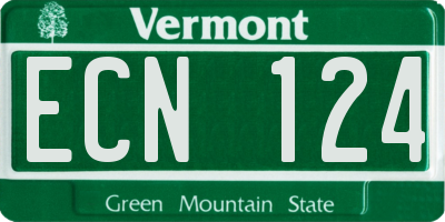 VT license plate ECN124