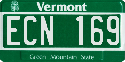 VT license plate ECN169