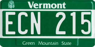 VT license plate ECN215