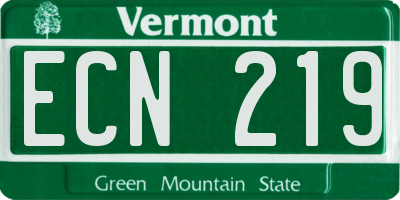 VT license plate ECN219