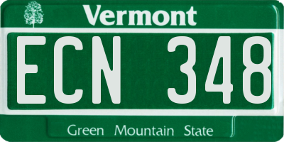 VT license plate ECN348